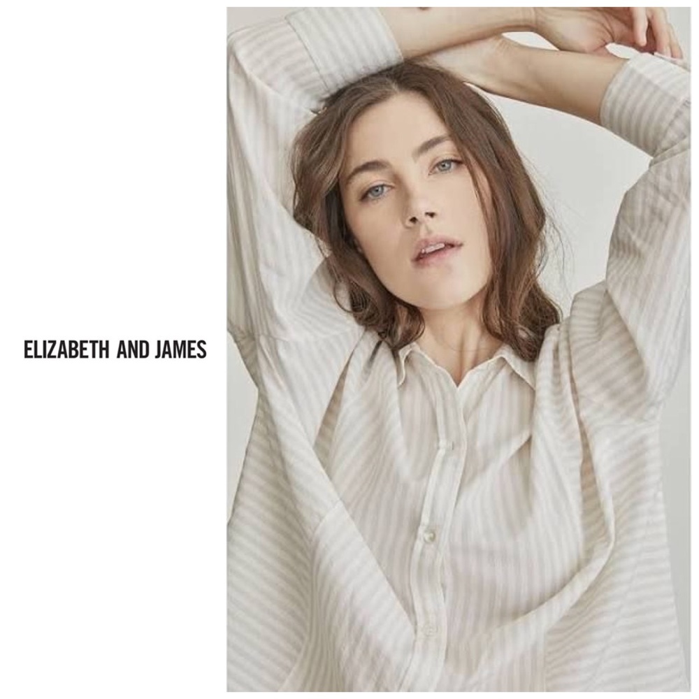 Elizabeth and James Mixed stripe button-down  shirt